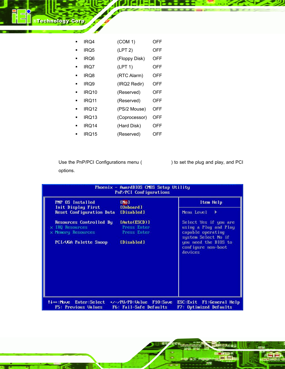 7 pnp/pci configurations, P/pci, Onfigurations | IEI Integration AFL-LX-Series v2.01 User Manual | Page 96 / 122