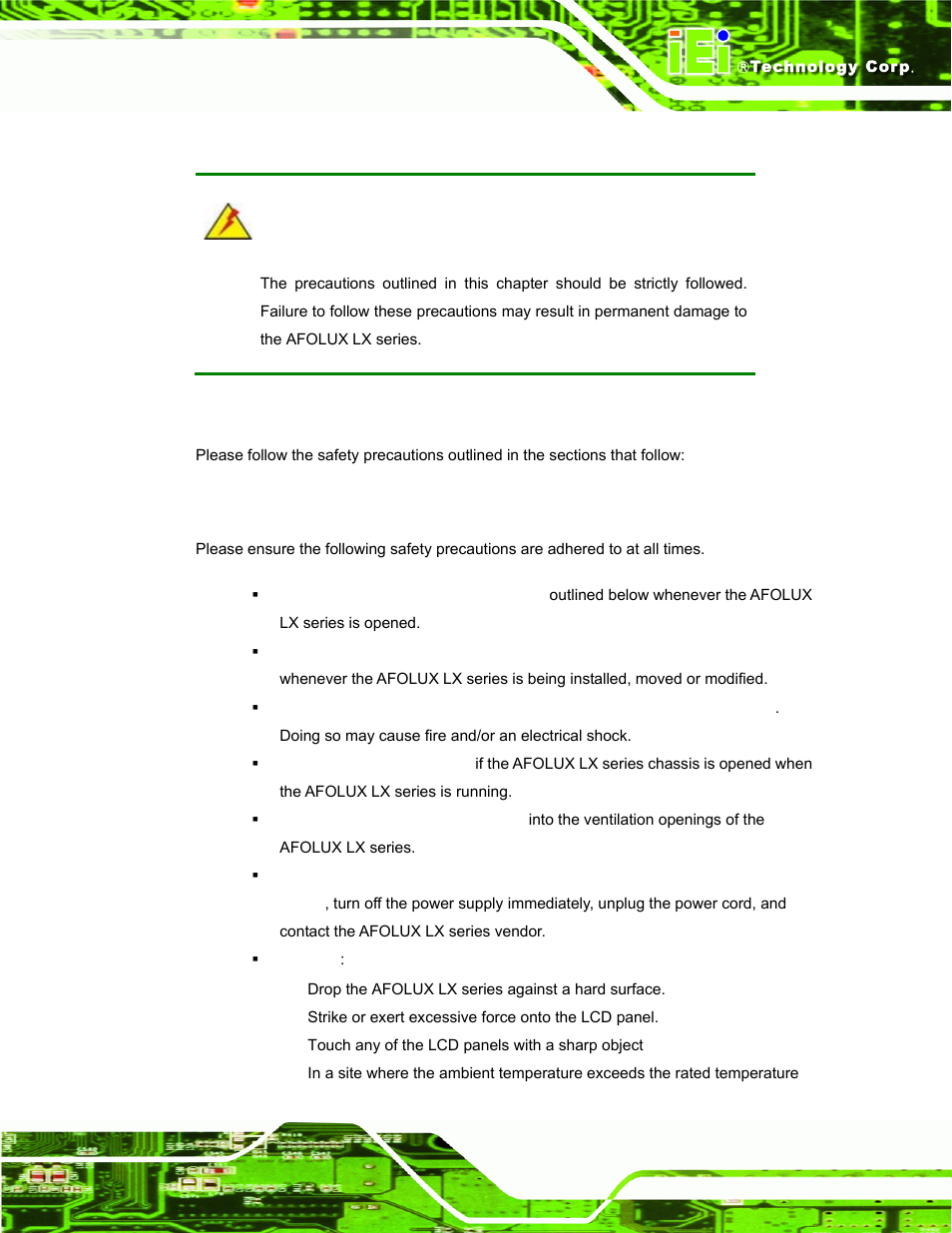 A.1 safety precautions, A.1.1 general safety precautions, Afety | Recautions, Bios menu 9, Has no user configu | IEI Integration AFL-LX-Series v2.10 User Manual | Page 101 / 121