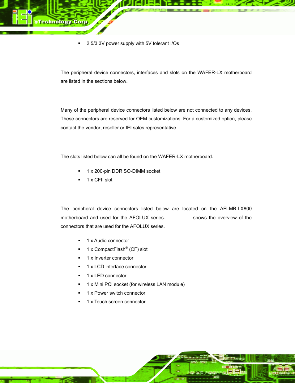 1 oem options, 2 internal slots, 3 internal peripheral device connectors | Eripheral, Evice, Nterfaces, Onnectors, Lots | IEI Integration AFL-LX-Series v2.10 User Manual | Page 32 / 121