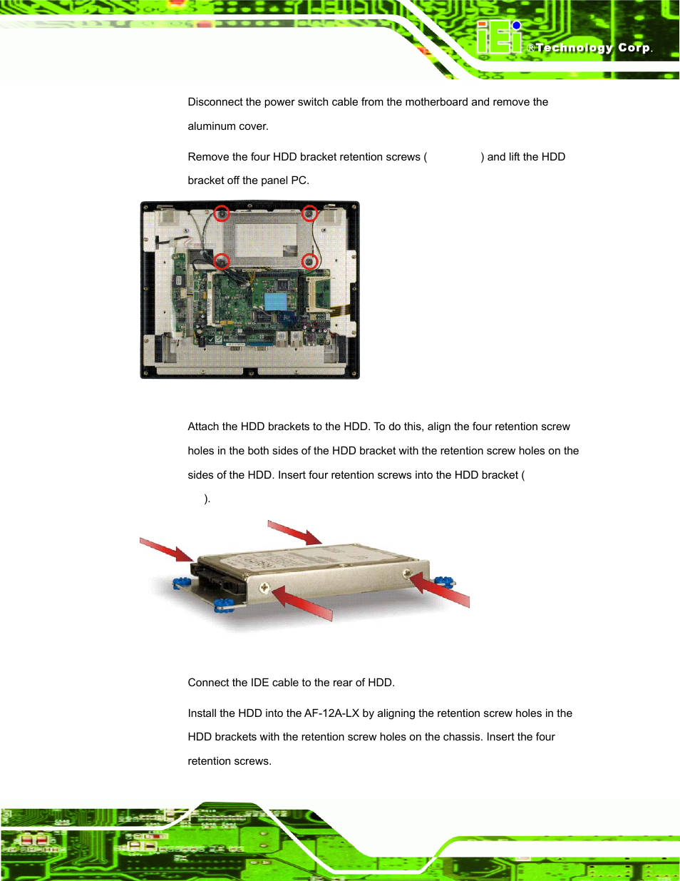 Figure 3-8: af-12a-lx hdd retention screws | IEI Integration AFL-LX-Series v2.10 User Manual | Page 41 / 121