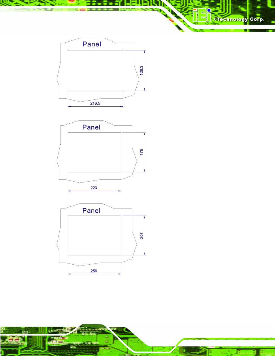 Figure 3-13: afl-07a-lx panel opening, Figure 3-14: afl-08ah-lx panel opening, Figure 3-15: afl-10a-lx panel opening | IEI Integration AFL-LX-Series v2.10 User Manual | Page 47 / 121