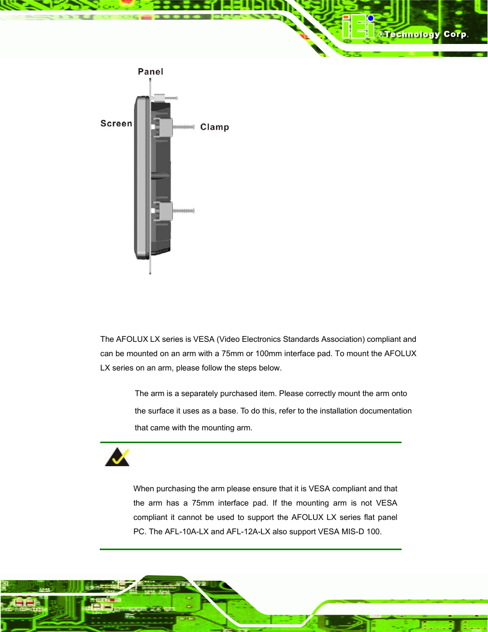 3 arm mounting | IEI Integration AFL-LX-Series v2.10 User Manual | Page 49 / 121