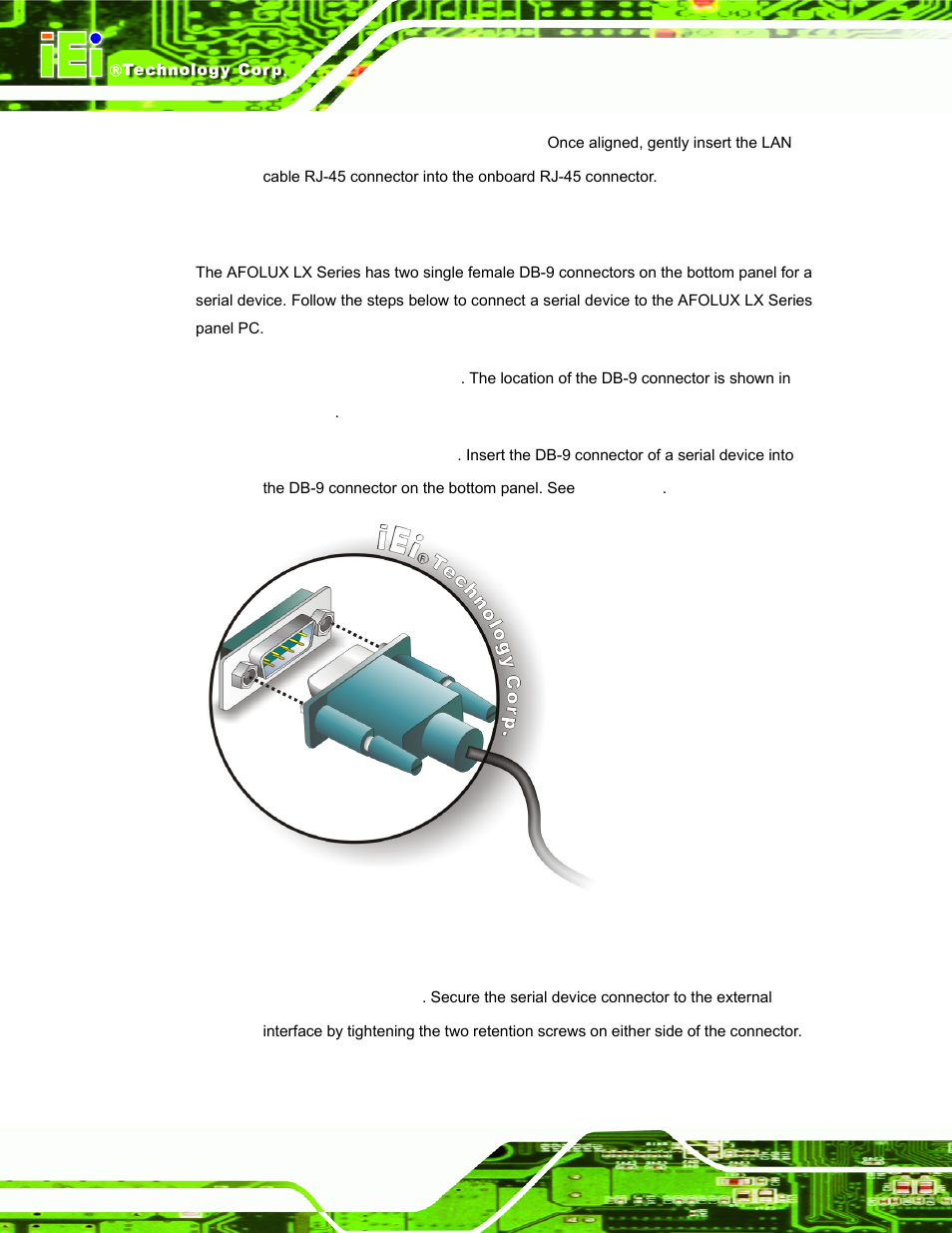 2 serial device connection, Figure 3-24: serial device connector | IEI Integration AFL-LX-Series v2.10 User Manual | Page 54 / 121