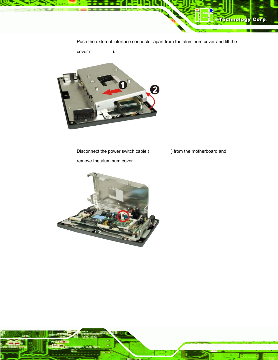 Figure 4-6: the internal aluminum cover removal, Figure 4-7: power switch cable | IEI Integration AFL-LX-Series v2.10 User Manual | Page 61 / 121