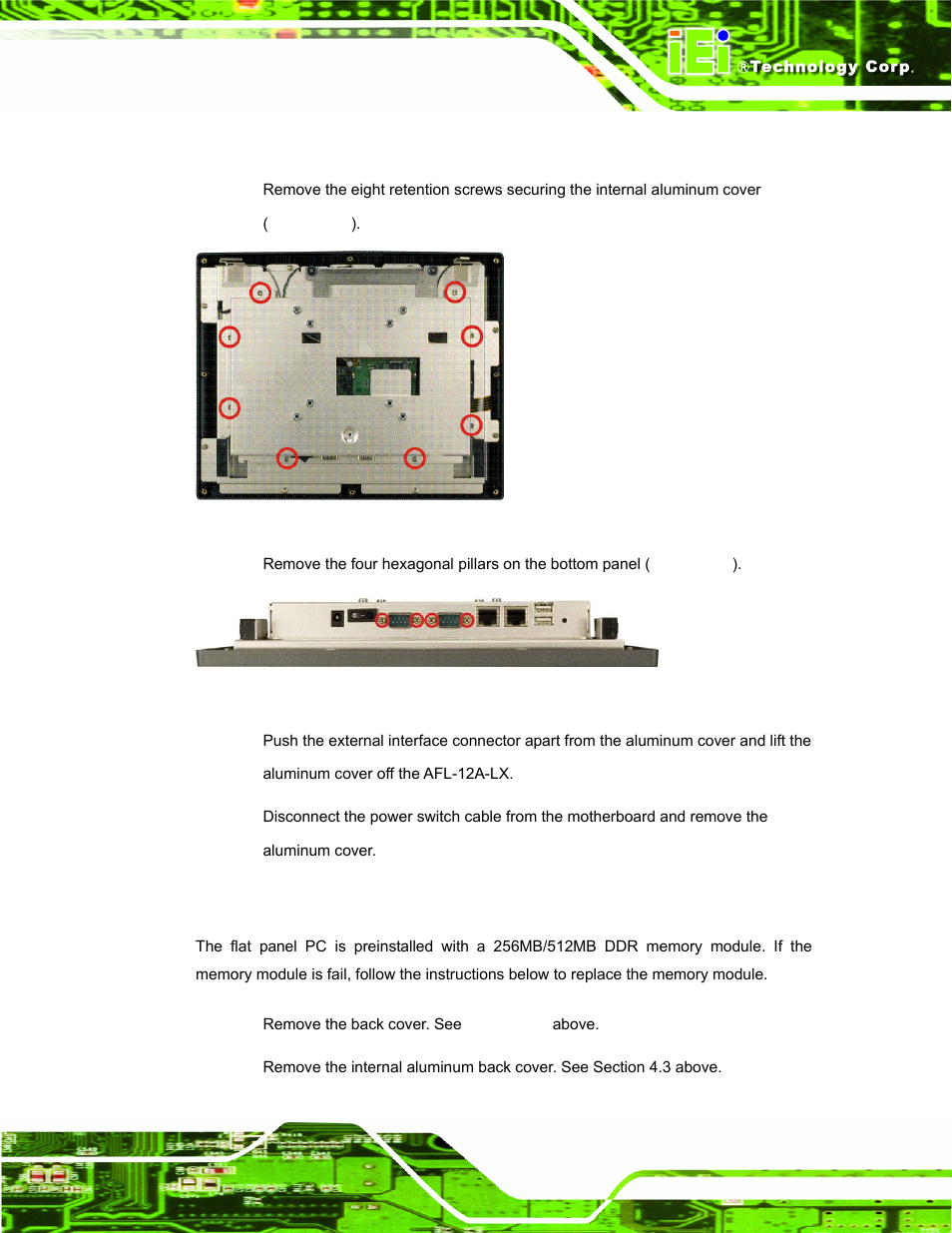 4 afl-12a-lx internal aluminum cover removal, 4 memory module replacement, Emory | Odule, Eplacement, Figure, Step 4, Carefully cross the wireless module c, Figure 4-5, Figure 4-5: wireless m | IEI Integration AFL-LX-Series v2.10 User Manual | Page 63 / 121