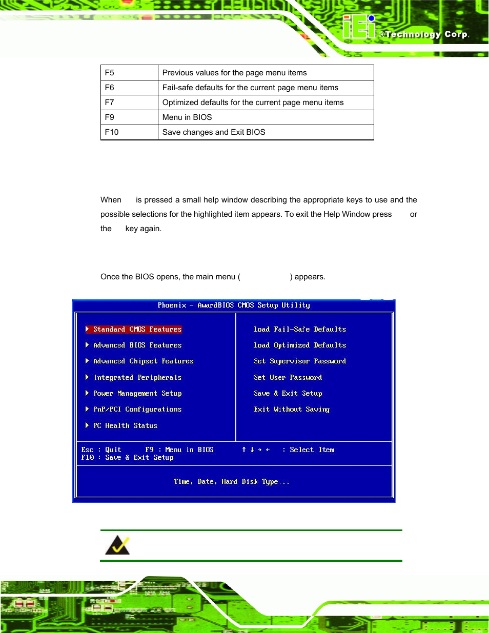 3 getting help, 4 main bios menu, Table 5-1: bios navigation keys | Figure 4-13, Step 8 | IEI Integration AFL-LX-Series v2.10 User Manual | Page 71 / 121