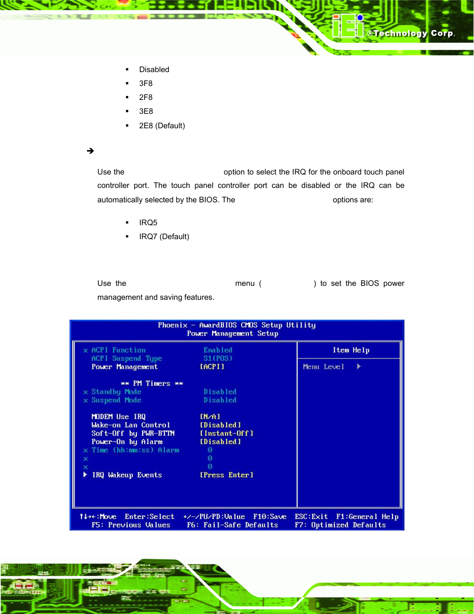 6 power management setup, Ower, Anagement | Etup | IEI Integration AFL-LX-Series v2.10 User Manual | Page 89 / 121