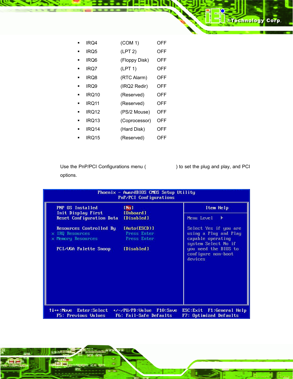 7 pnp/pci configurations, P/pci, Onfigurations | IEI Integration AFL-LX-Series v2.10 User Manual | Page 95 / 121