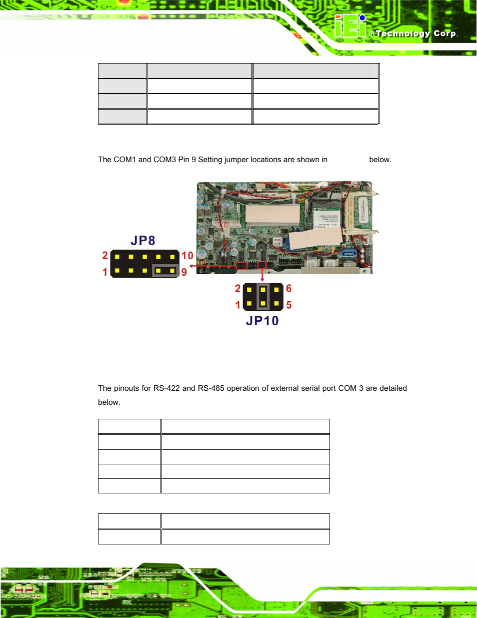 1 com3 rs-422 and rs-485 pinouts | IEI Integration AFL-F08A v2.10 User Manual | Page 35 / 143