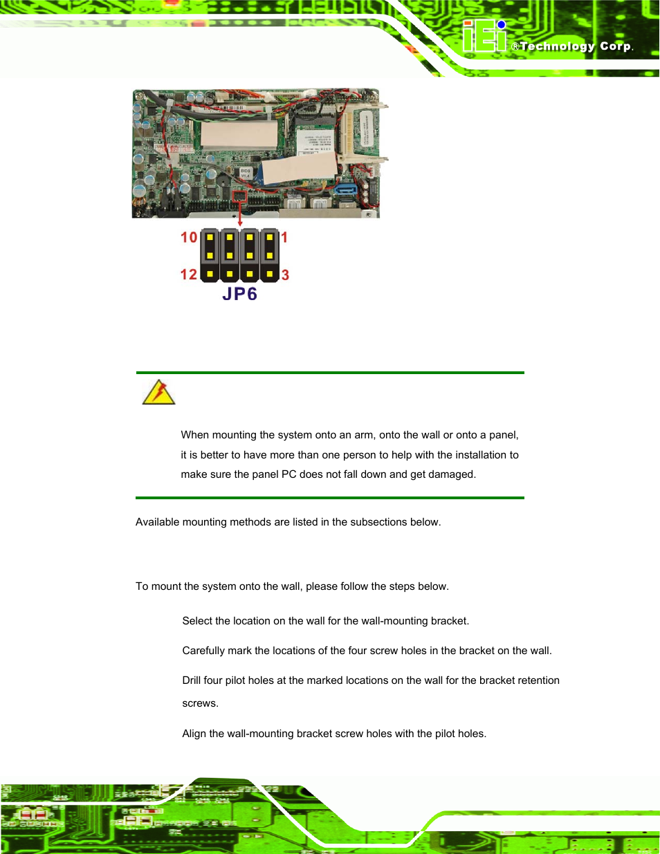 8 mounting the system, 1 wall mounting | IEI Integration AFL-F08A v2.10 User Manual | Page 39 / 143