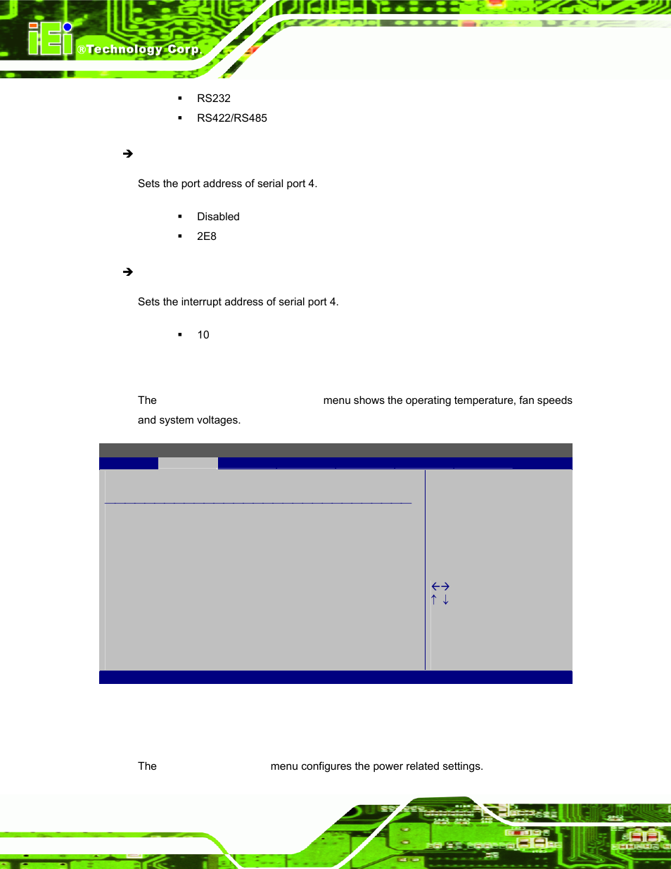4 hardware health configuration, 5 power configuration | IEI Integration AFL-F08A v2.10 User Manual | Page 72 / 143