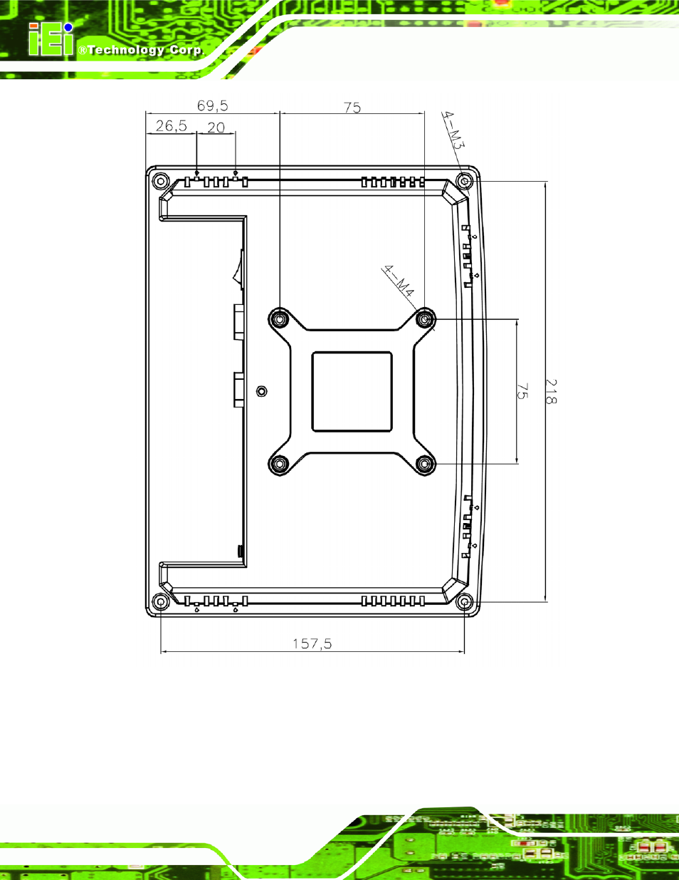 Figure 1-6: rear dimensions | IEI Integration AFL-F08A v1.01 User Manual | Page 20 / 142
