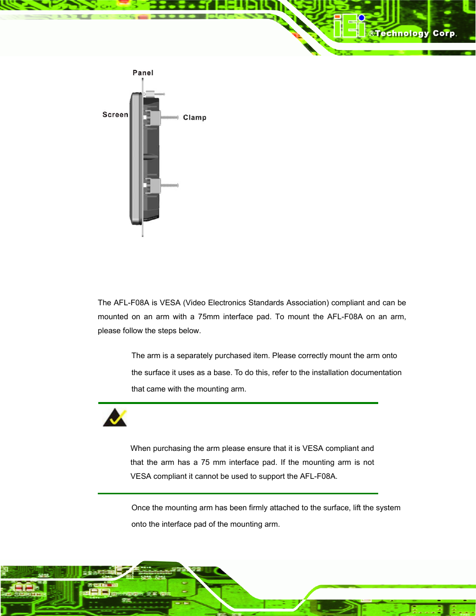 3 arm mounting | IEI Integration AFL-F08A v1.01 User Manual | Page 43 / 142