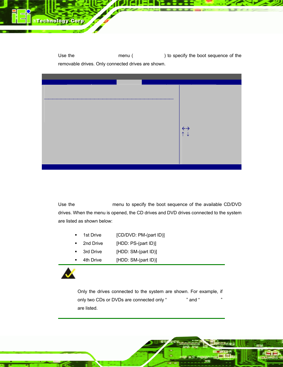 4 removable drives, 5 cd/dvd drives, Bios menu 19: removable drives | IEI Integration AFL-F08A v1.01 User Manual | Page 88 / 142
