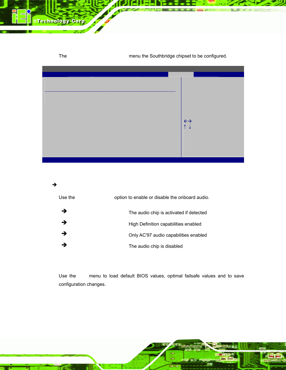 2 southbridge configuration, 8 exit, Bios menu 24:southbridge chipset configuration | IEI Integration AFL-F08A v1.01 User Manual | Page 94 / 142