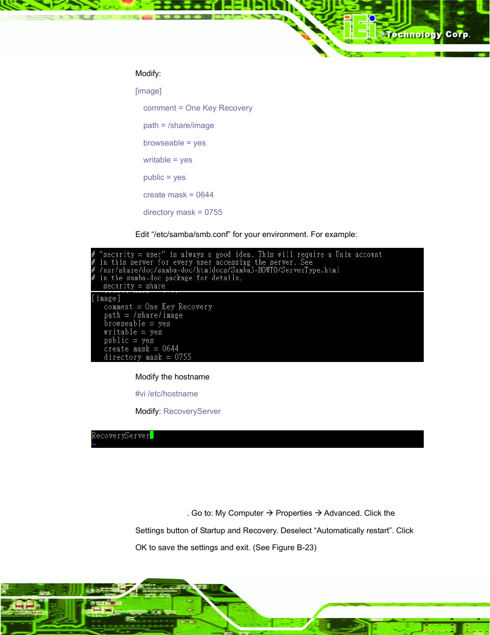 B.6.6 setup a client system for auto recovery | IEI Integration AFL-F08A v2.21 User Manual | Page 137 / 158
