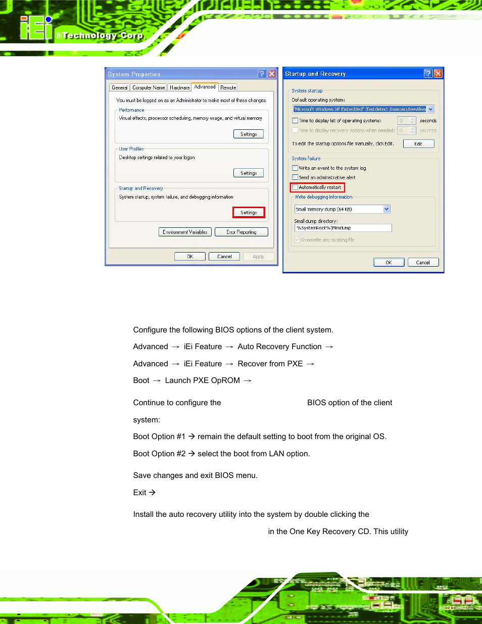Figure b-42: disable automatically restart | IEI Integration AFL-F08A v2.21 User Manual | Page 138 / 158