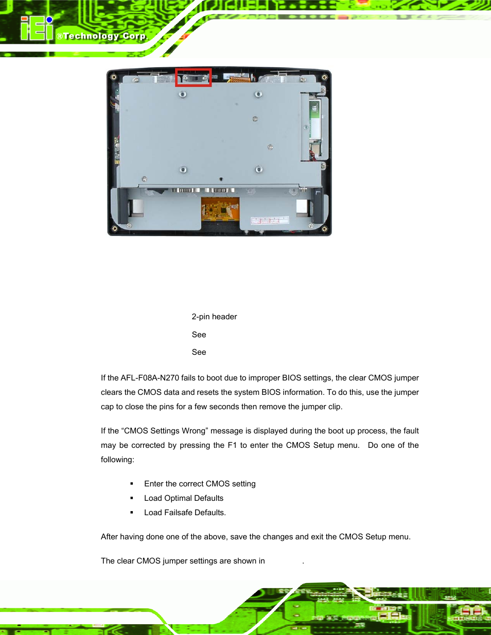 4 clear cmos jumper, Figure 3-7: at/atx power selection switch | IEI Integration AFL-F08A v2.21 User Manual | Page 34 / 158