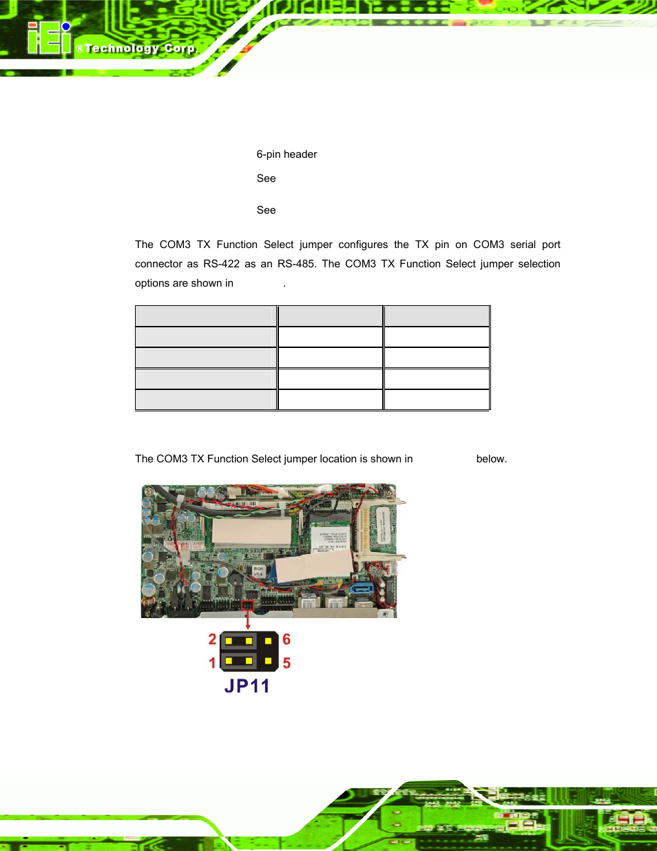 7 com3 tx function select jumper, Table 3-9: com3 tx function select jumper settings | IEI Integration AFL-F08A v2.21 User Manual | Page 38 / 158