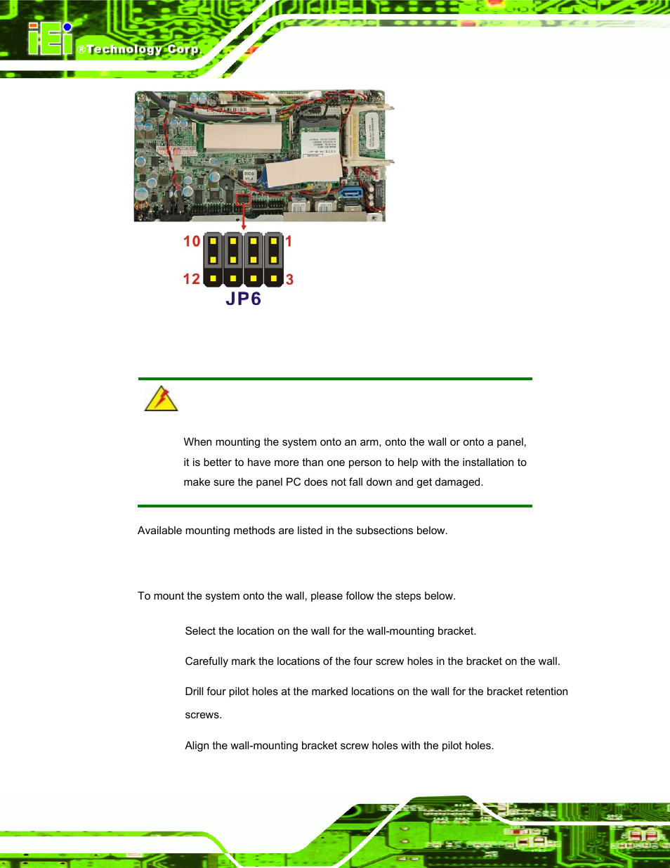 8 mounting the system, 1 wall mounting, Ounting the | Ystem | IEI Integration AFL-F08A v2.21 User Manual | Page 40 / 158
