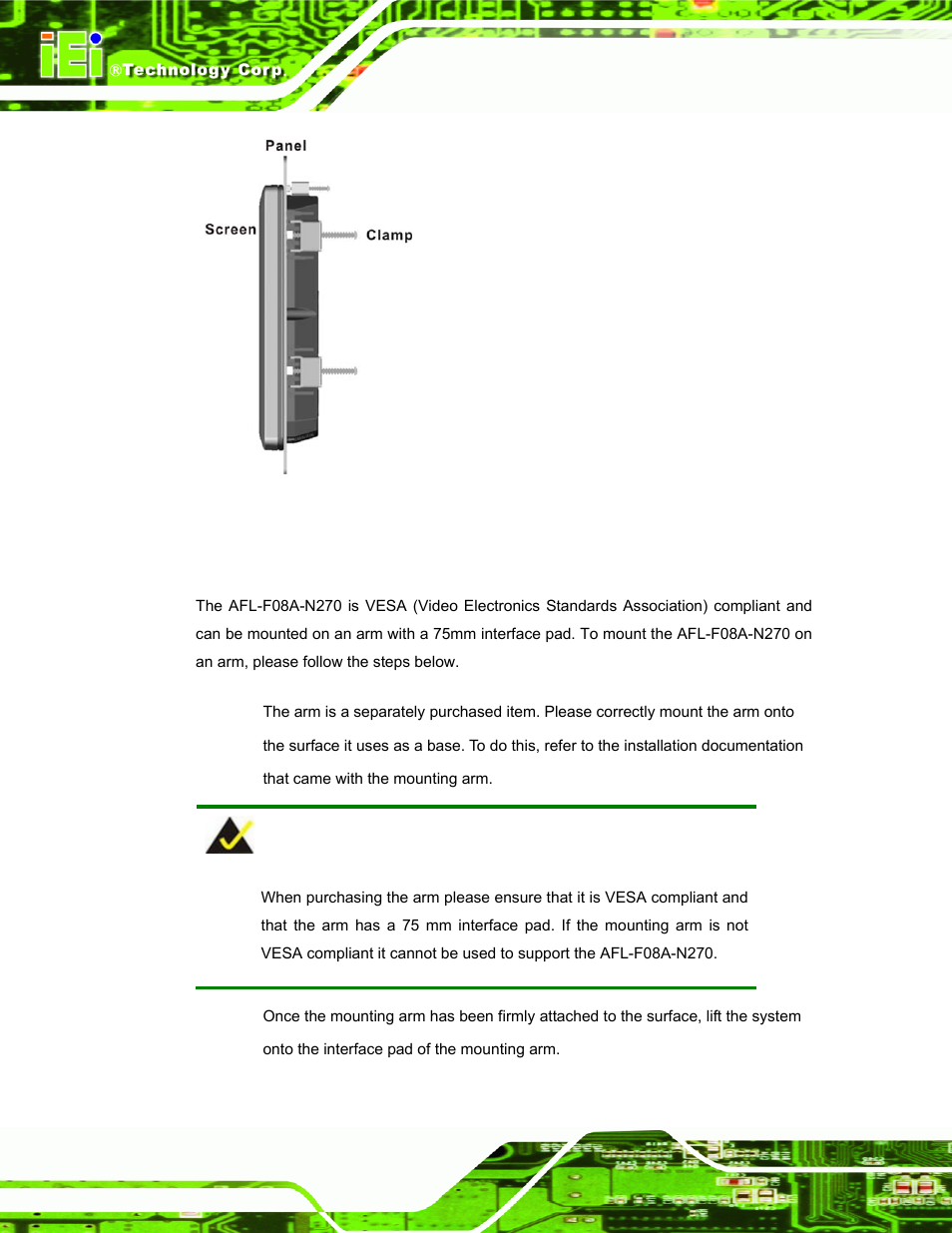 3 arm mounting | IEI Integration AFL-F08A v2.21 User Manual | Page 44 / 158