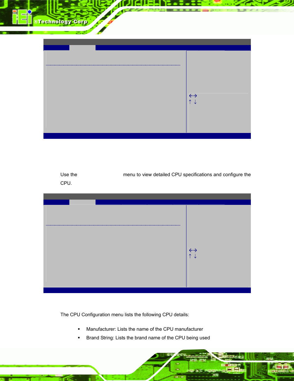 1 cpu configuration, Bios menu 2: advanced, Bios menu 3: cpu configuration | Own in, Figure 3-8, Below, Figure 3-8: clear cmos j | IEI Integration AFL-F08A v2.21 User Manual | Page 64 / 158