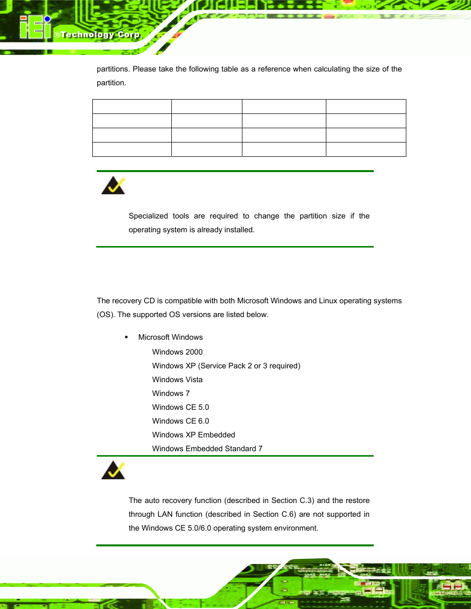 C.1.2 supported operating system | IEI Integration AFL-F08A v2.40 User Manual | Page 125 / 179