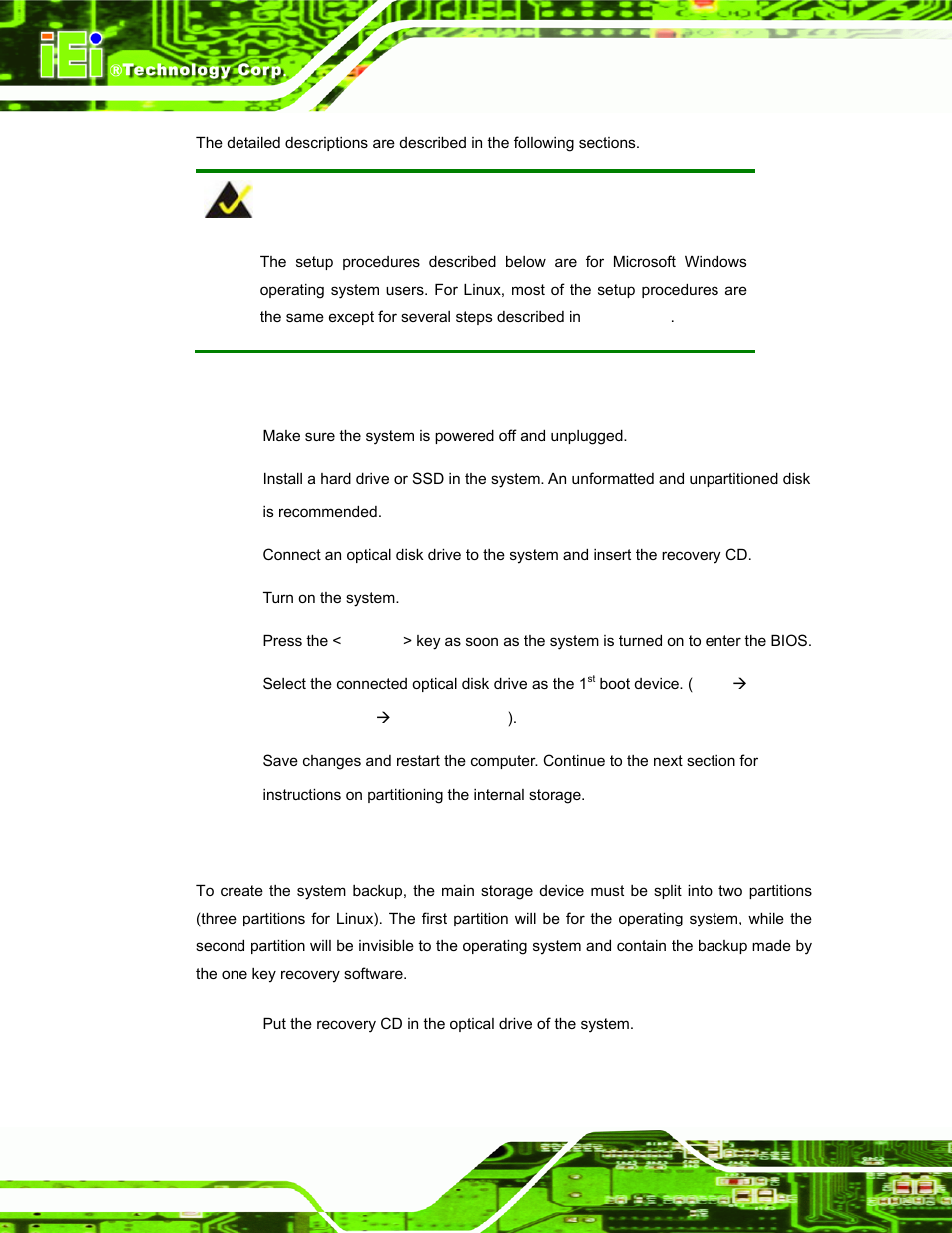 C.2.1 hardware and bios setup, C.2.2 create partitions | IEI Integration AFL-F08A v2.40 User Manual | Page 127 / 179