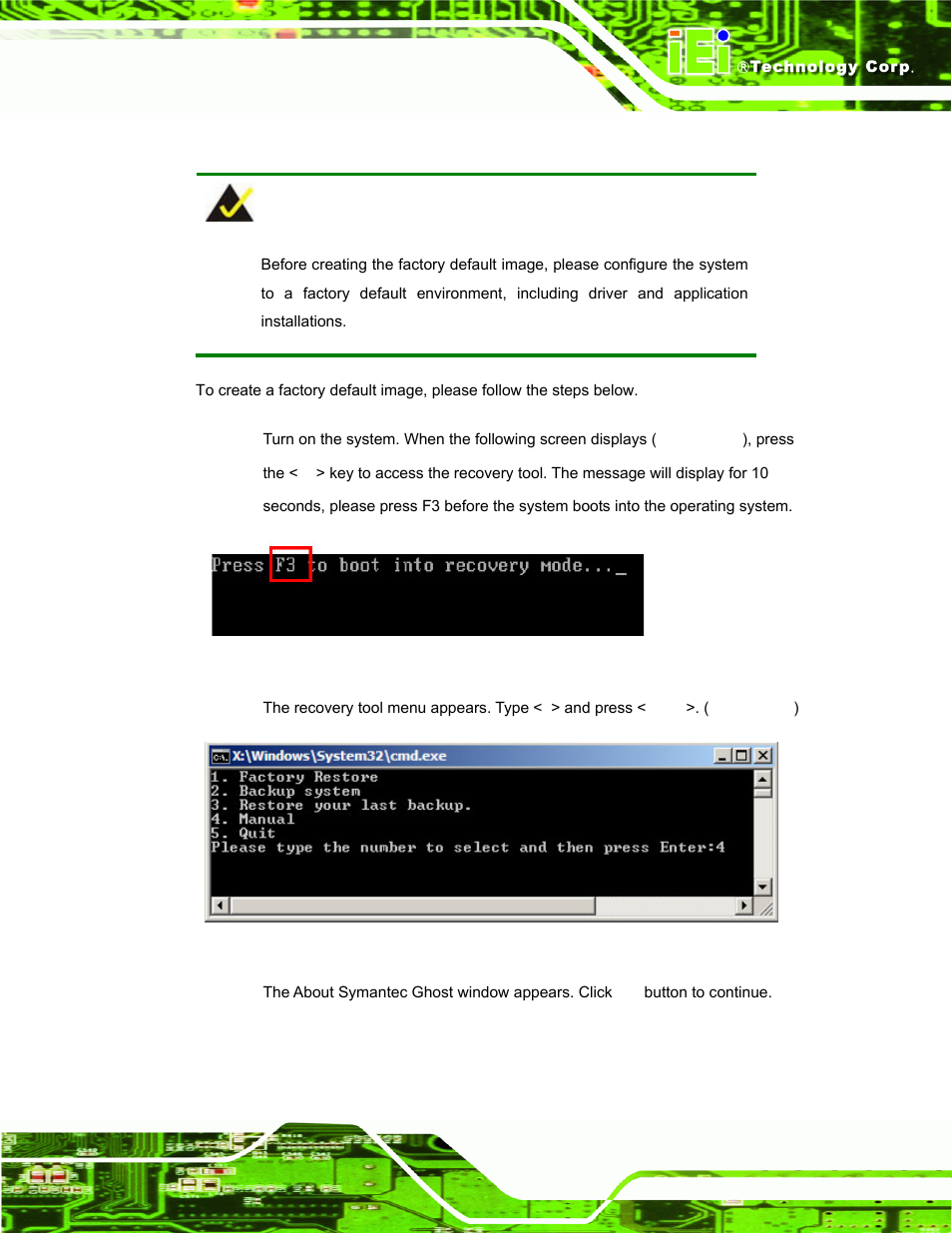 C.2.5 create factory default image | IEI Integration AFL-F08A v2.40 User Manual | Page 134 / 179