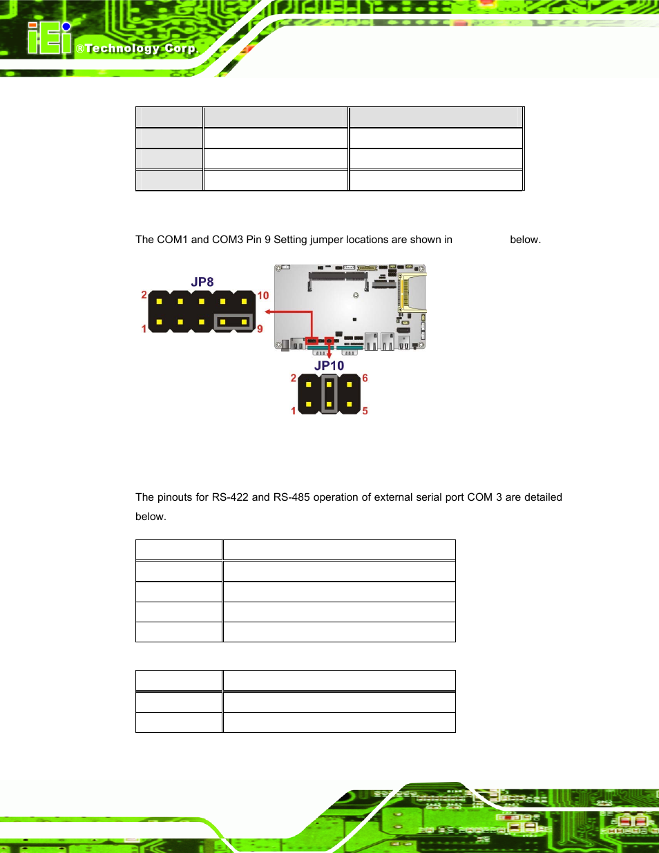1 com3 rs-422 and rs-485 pinouts | IEI Integration AFL-F08A v2.40 User Manual | Page 39 / 179