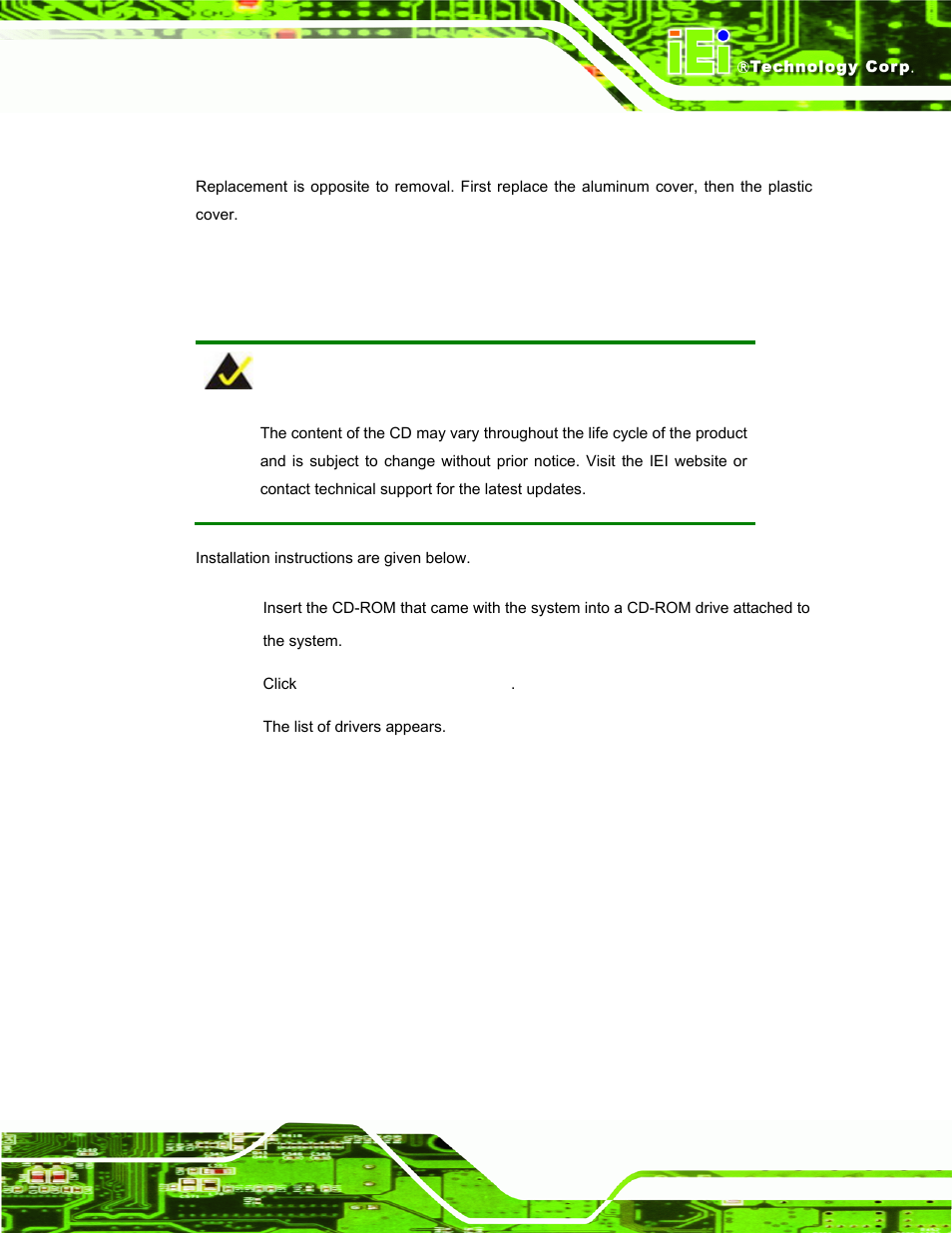 6 reinstalling the covers, 7 software driver installation | IEI Integration AFL-F08A v2.40 User Manual | Page 62 / 179