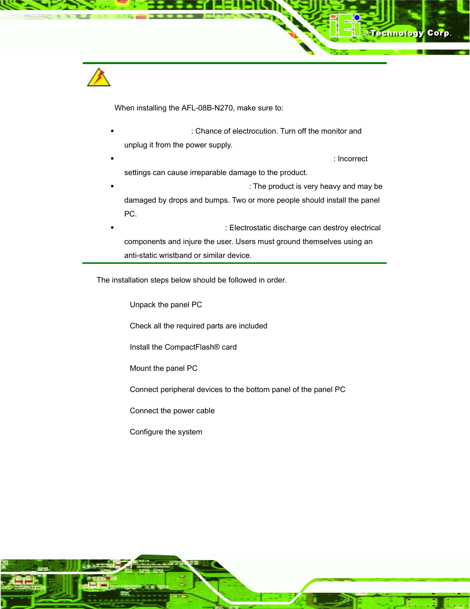 IEI Integration AFL-08B-N270 v1.00 User Manual | Page 21 / 112