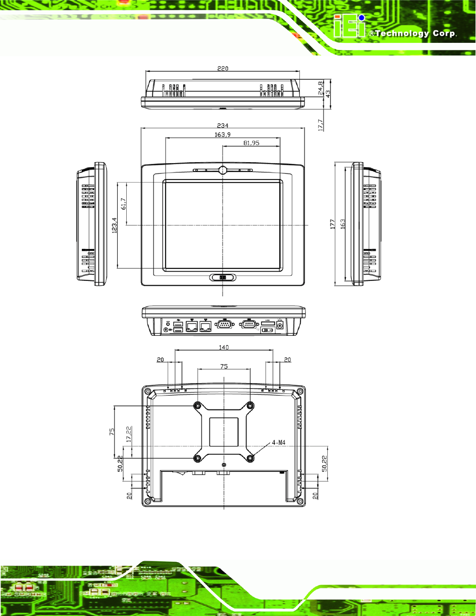 Figure 1-6: afl-08b-n270 dimensions (mm) | IEI Integration AFL-08B-N270 v2.10 User Manual | Page 19 / 114