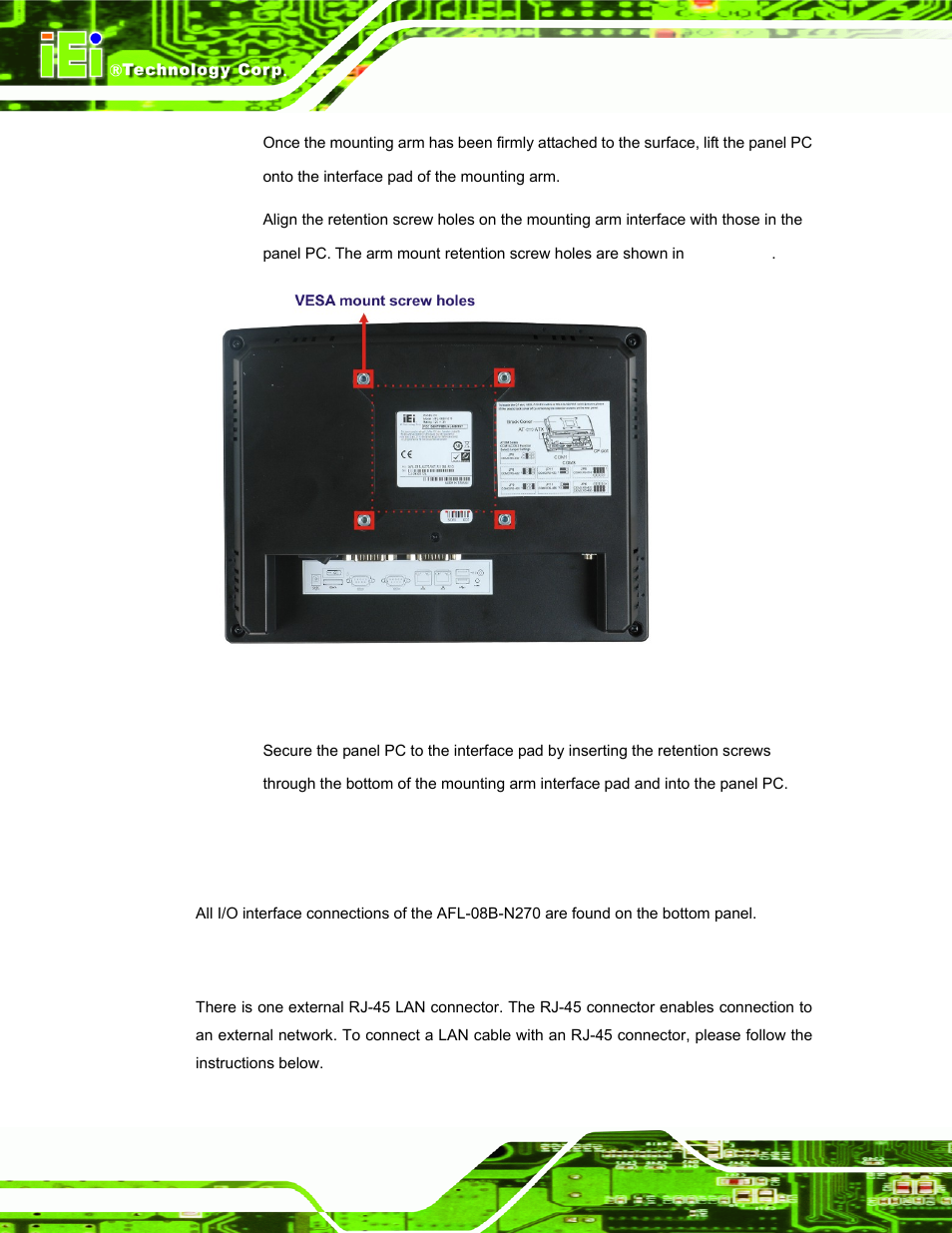 7 bottom panel connectors, 1 lan connection, Ottom | Anel, Onnectors | IEI Integration AFL-08B-N270 v2.10 User Manual | Page 44 / 114
