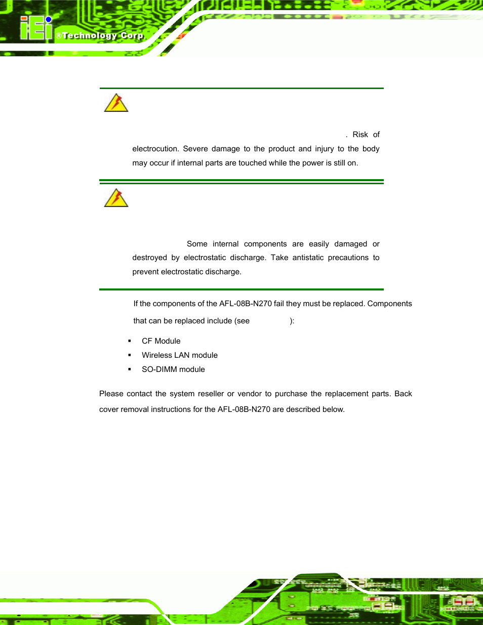 1 system maintenance introduction, Ystem, Aintenance | Ntroduction | IEI Integration AFL-08B-N270 v2.10 User Manual | Page 50 / 114