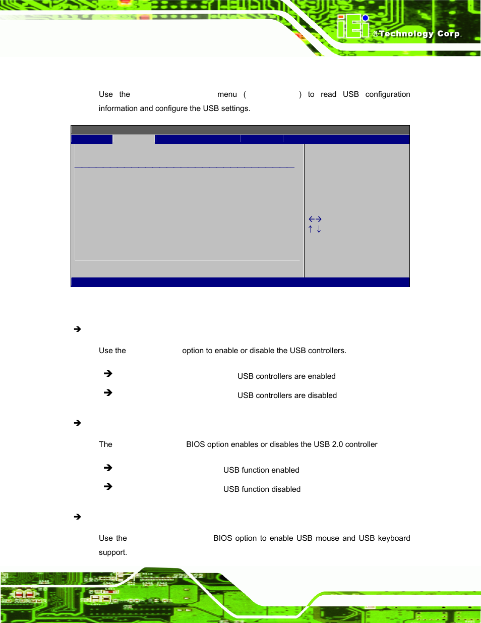 8 usb configuration, Bios menu 12: usb configuration, Ction 4.3.8 ) | IEI Integration AFL-08B-N270 v2.10 User Manual | Page 81 / 114