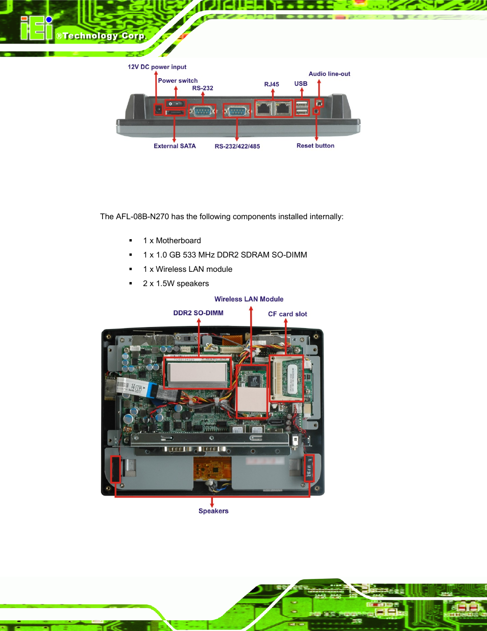 3 internal overview, Nternal, Verview | Figure 1-5: internal overview | IEI Integration AFL-08B-N270 v2.20 User Manual | Page 16 / 114