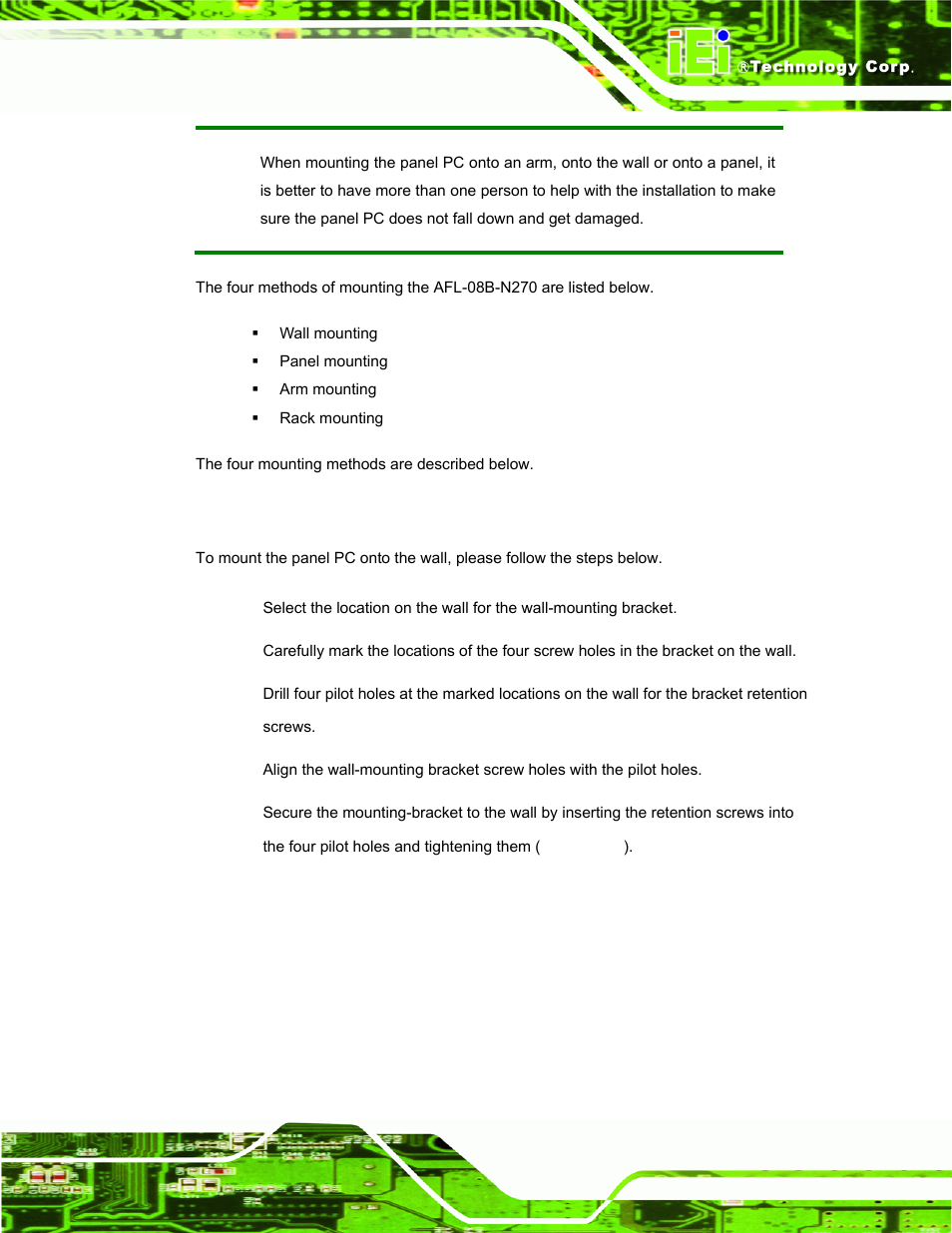 1 wall mounting | IEI Integration AFL-08B-N270 v2.20 User Manual | Page 37 / 114