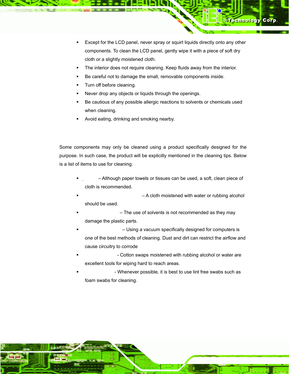 A.2.2 cleaning tools | IEI Integration AFL-08B-N270 v2.20 User Manual | Page 99 / 114