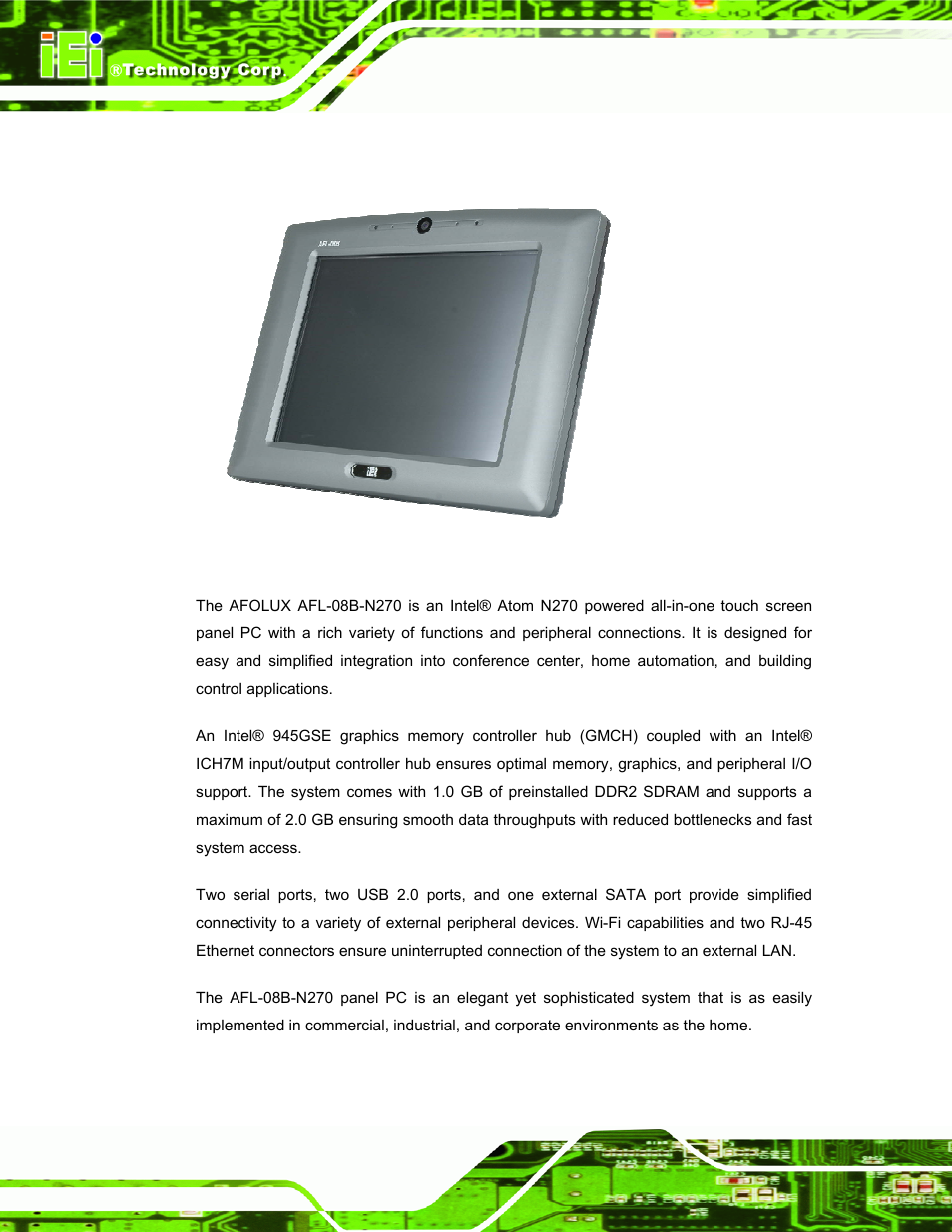 1 overview | IEI Integration AFL-08B-N270 v2.30 User Manual | Page 14 / 132