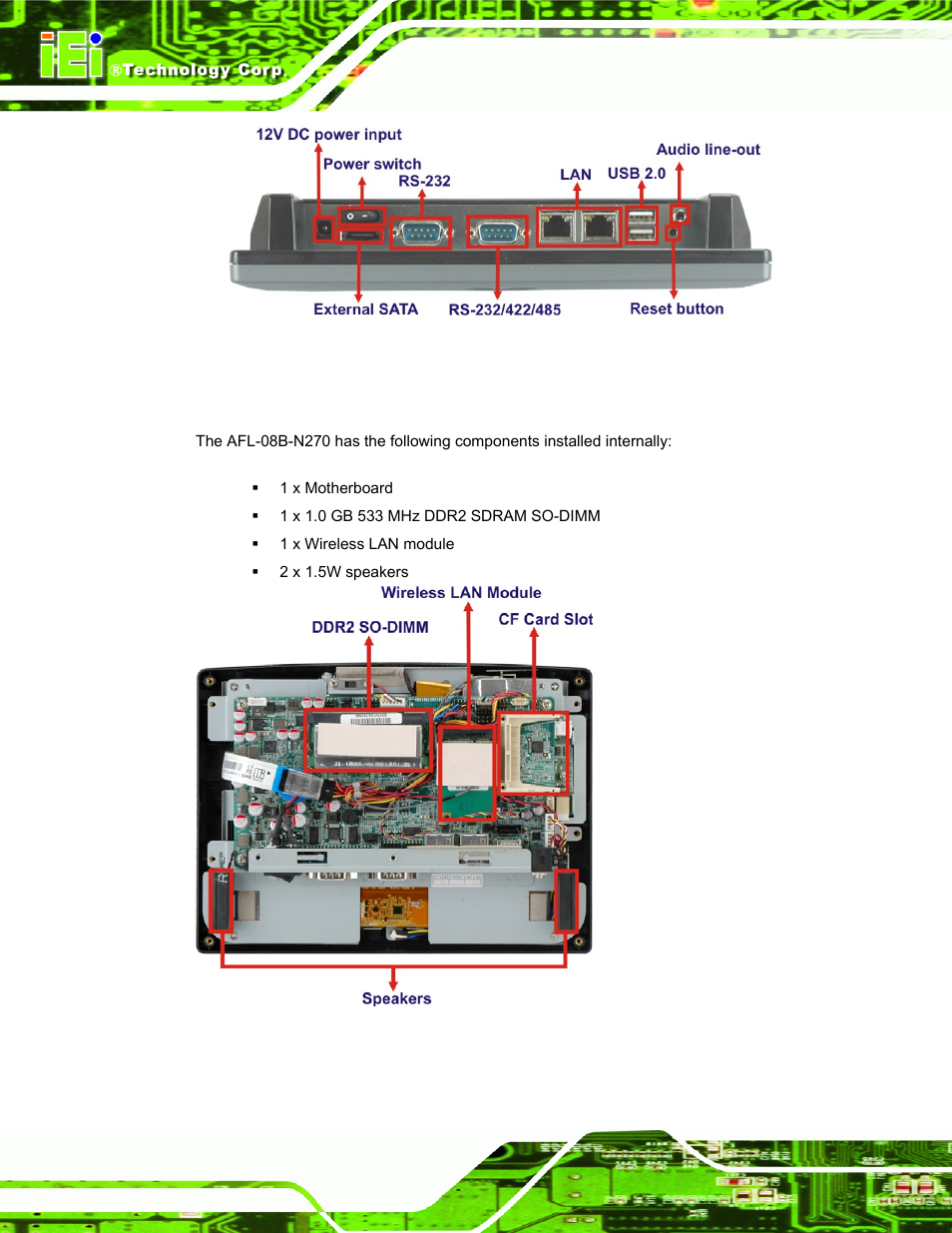4 internal overview | IEI Integration AFL-08B-N270 v2.30 User Manual | Page 18 / 132