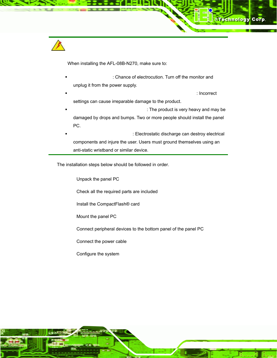 IEI Integration AFL-08B-N270 v2.30 User Manual | Page 23 / 132
