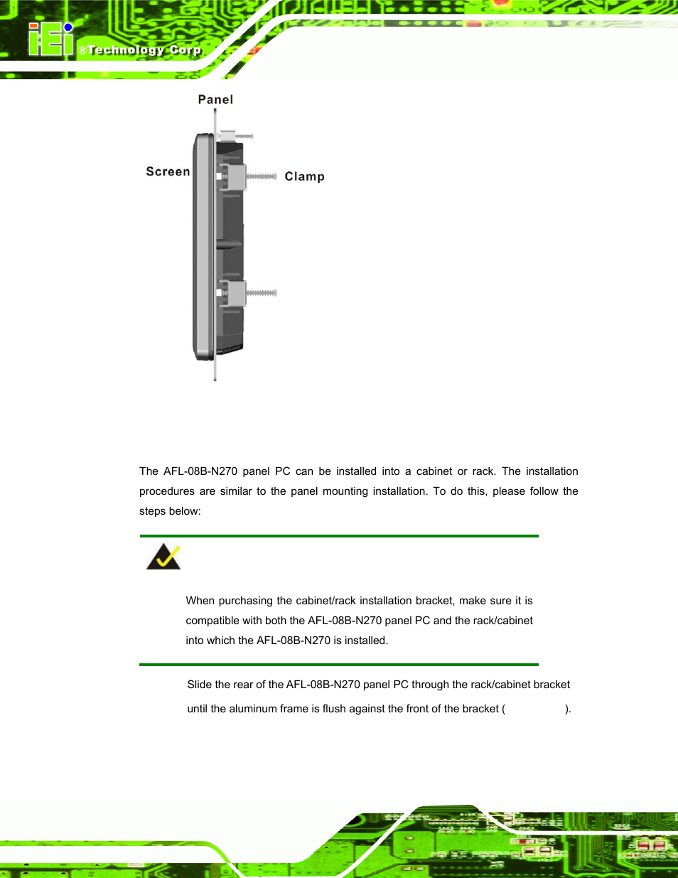 3 cabinet and rack installation | IEI Integration AFL-08B-N270 v2.30 User Manual | Page 44 / 132