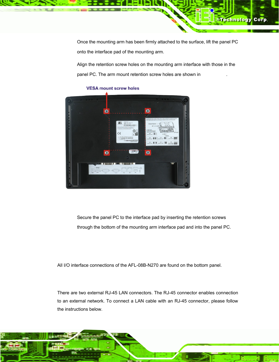 7 bottom panel connectors, 1 lan connection | IEI Integration AFL-08B-N270 v2.30 User Manual | Page 47 / 132