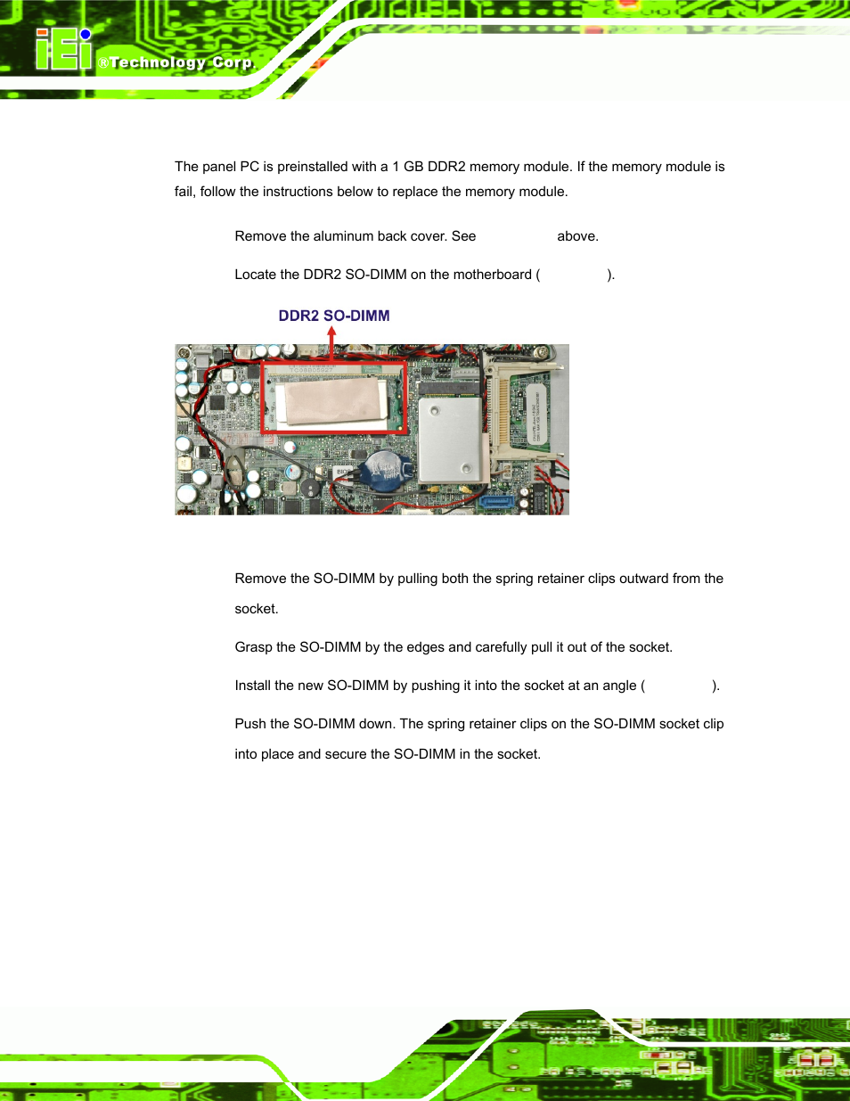 4 memory module replacement | IEI Integration AFL-08B-N270 v2.30 User Manual | Page 56 / 132