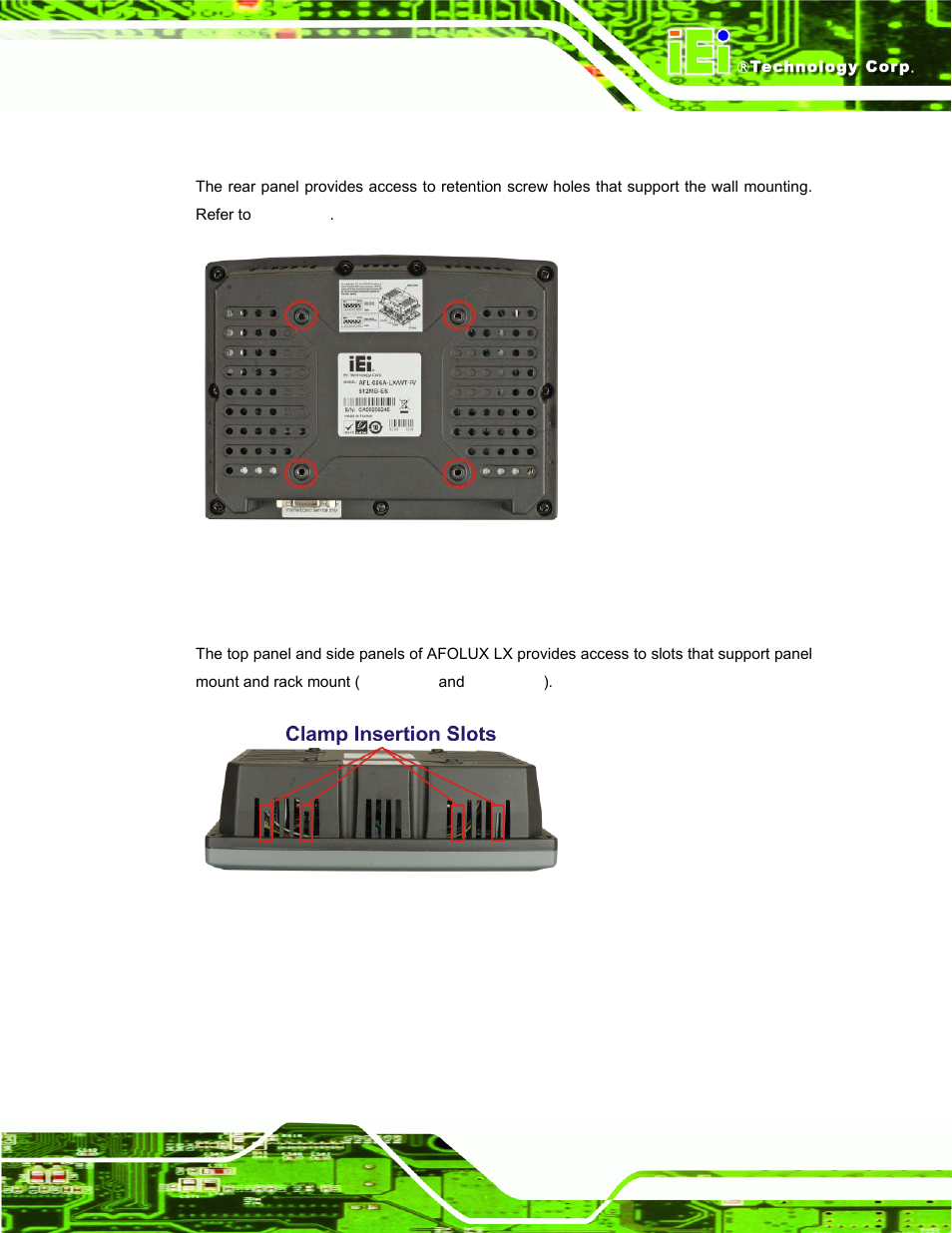 3 rear panel, 4 top panel and side panels, Figure 1-3: rear view | Figure 1-4: top view | IEI Integration AFL-056A-LX v1.02 User Manual | Page 18 / 116