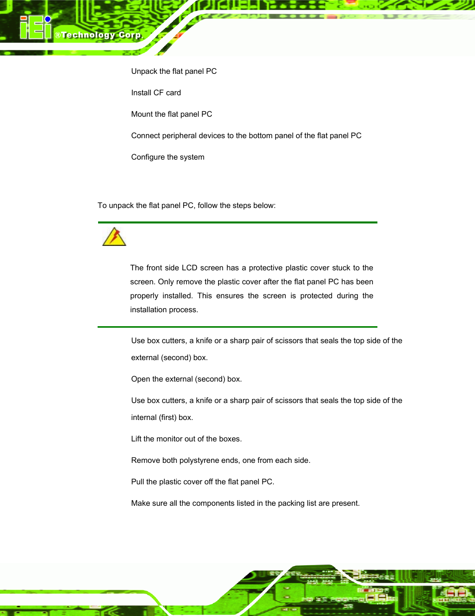 4 unpacking, Npacking | IEI Integration AFL-056A-LX v2.10 User Manual | Page 37 / 114