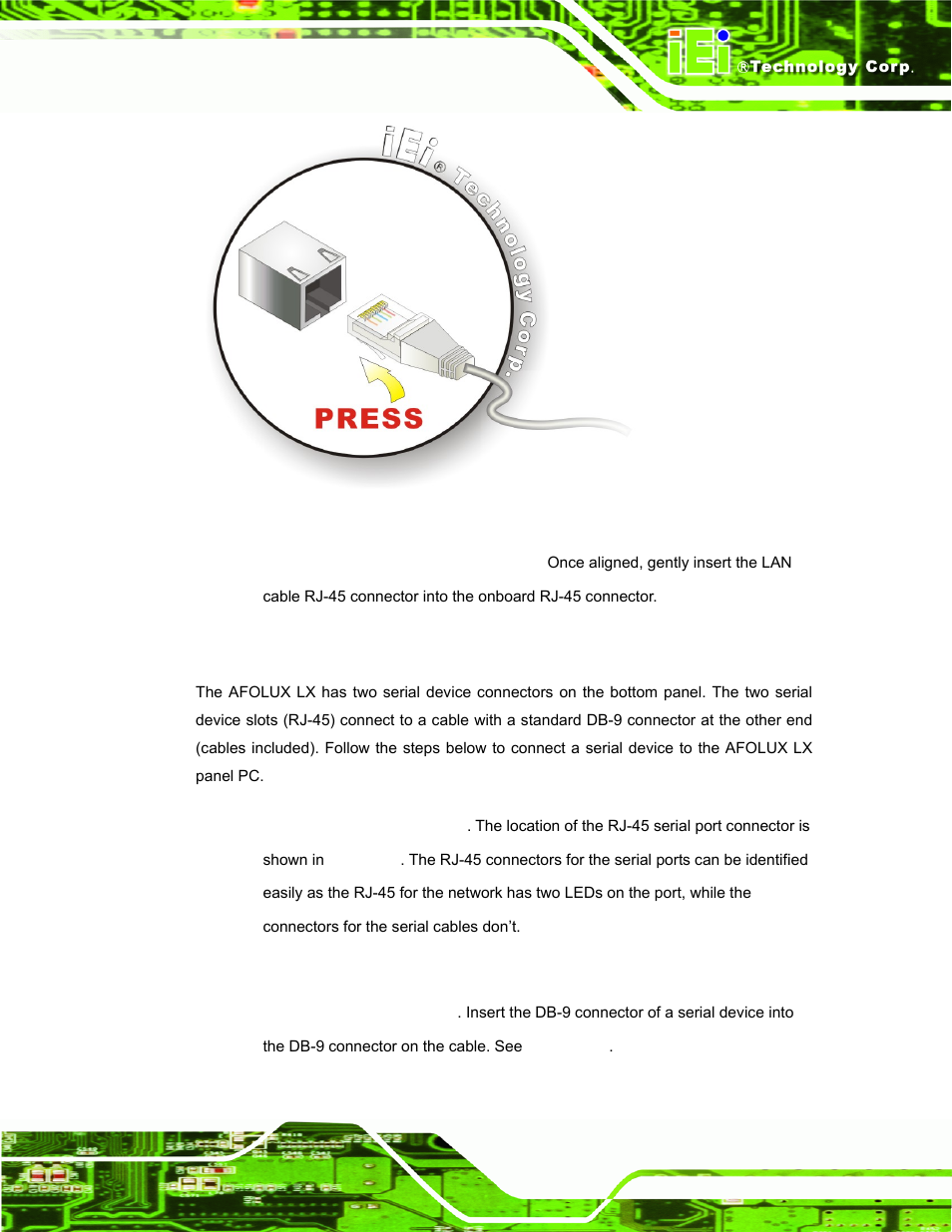 2 serial device connection, Figure 3-10: lan connection | IEI Integration AFL-056A-LX v2.10 User Manual | Page 48 / 114