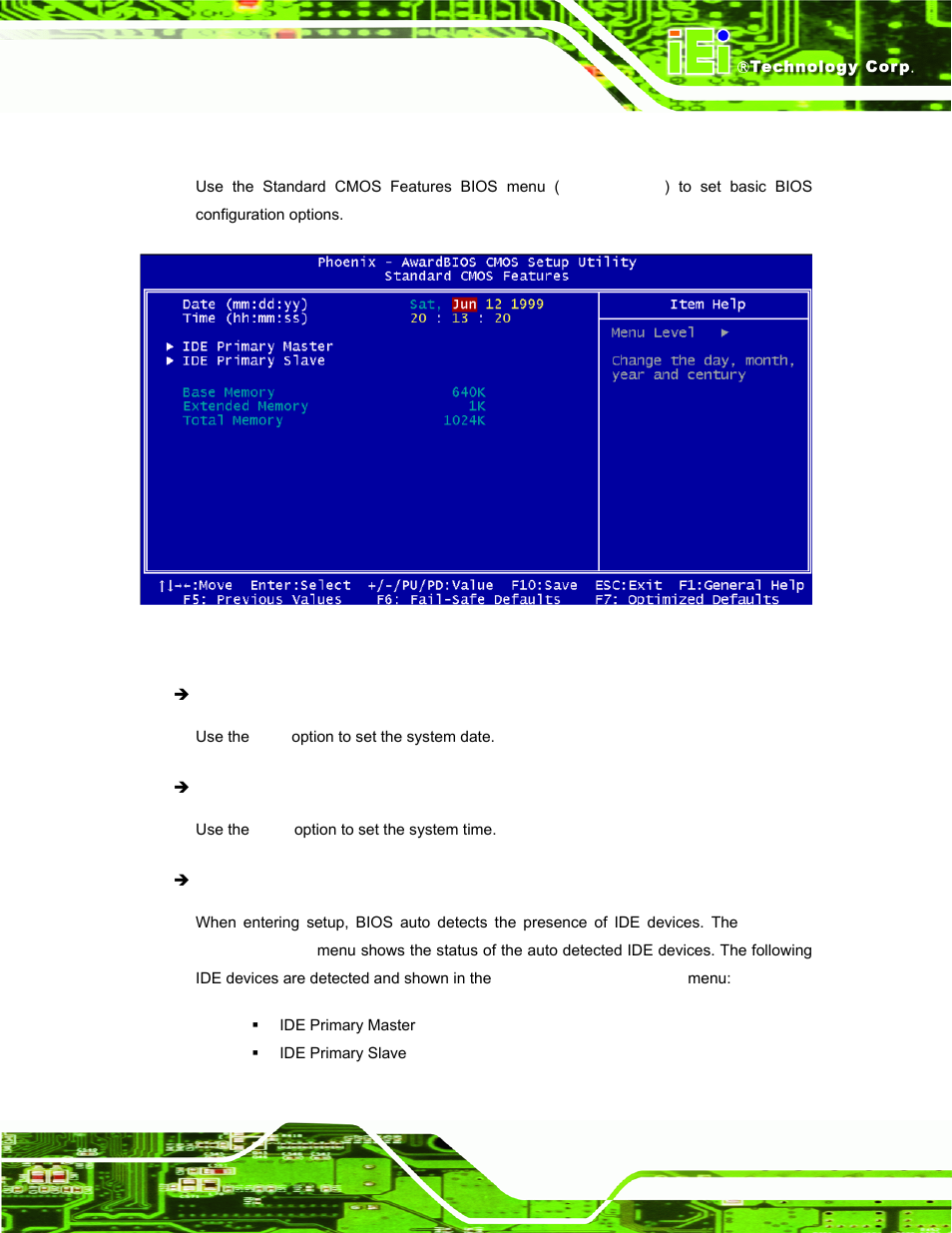 2 standard cmos features, Tandard, Cmos | Eatures, Bios menu 2: standard cmos features | IEI Integration AFL-056A-LX v2.10 User Manual | Page 64 / 114