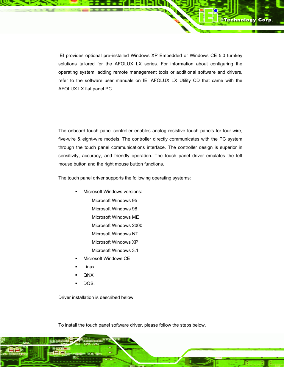 C.1 remote management tool, C.2 touch panel driver, C.2.1 introduction | C.2.2 driver installation, Emote, Anagement, Ouch, Anel, River | IEI Integration AFL-056A-LX v2.10 User Manual | Page 92 / 114